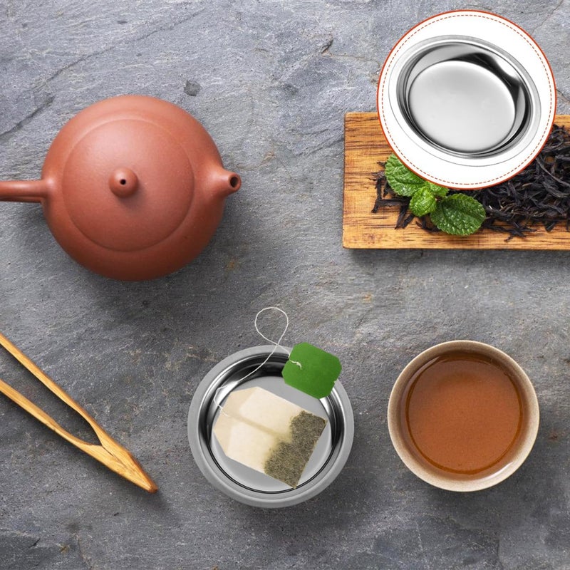 KICHOUSE Stainless Steel Tea Bag Coaster Tray - Tea Bag Holder Dish for Home Office Restaurant Use Drip Catcher and Storage Organizer - Image 2